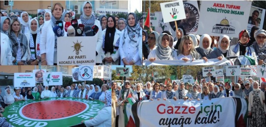 AK Kadın Kocaeli “Sessiz Çığlık” yürüyüşünde Gazze için ayağa kalk çağrısı