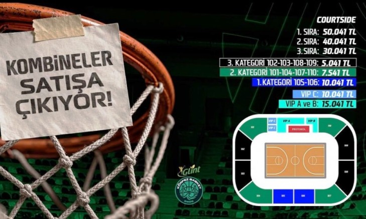 Glint Körfez Basket sezon kombineleri satışta