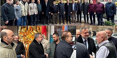 AK İzmitin Başkanı Dokuzlar Talus ve Şeker'le Çınarlı Camii esnaflarıyla