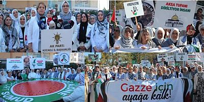 AK Kadın Kocaeli “Sessiz Çığlık” yürüyüşünde Gazze için ayağa kalk çağrısı