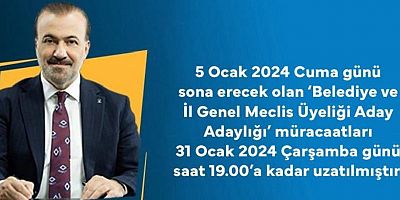 AK Partide Meclis Üye Adaylığı başvurusu uzatıldı