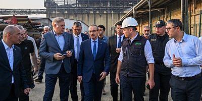 Yavuz yangın çıkan gübre fabrikasında incelemede